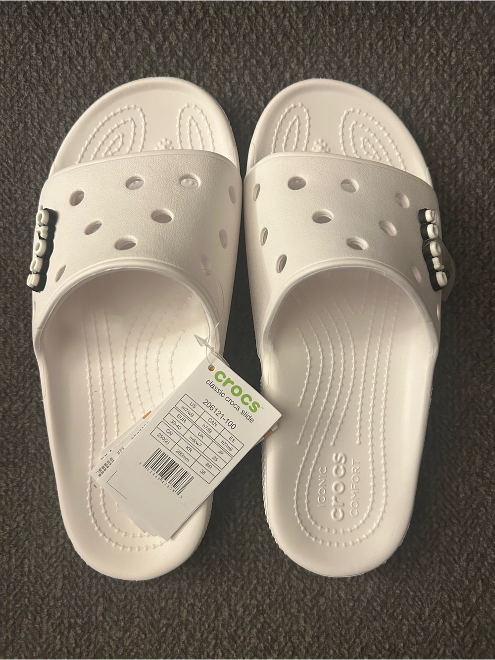 Classic Slide Sandals - White with Black Accents